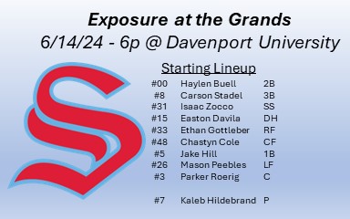 84th Street Sliders 17u (@84thsliders17u) on Twitter photo On the bump today for @84thSliders16u will be <a href="/kalebhild2007/">Kaleb Hildebrand</a> (Otsego ’26) in game 1 of <a href="/ExposedatGrands/">Exposure at the Grands</a> at Davenport University. <a href="/DU_BSBALL/">Davenport Baseball</a> On the bump today for @84thSliders16u will be <a href="/kalebhild2007/">Kaleb Hildebrand</a> (Otsego ’26) in game 1 of <a href="/ExposedatGrands/">Exposure at the Grands</a> at Davenport University. <a href="/DU_BSBALL/">Davenport Baseball</a>