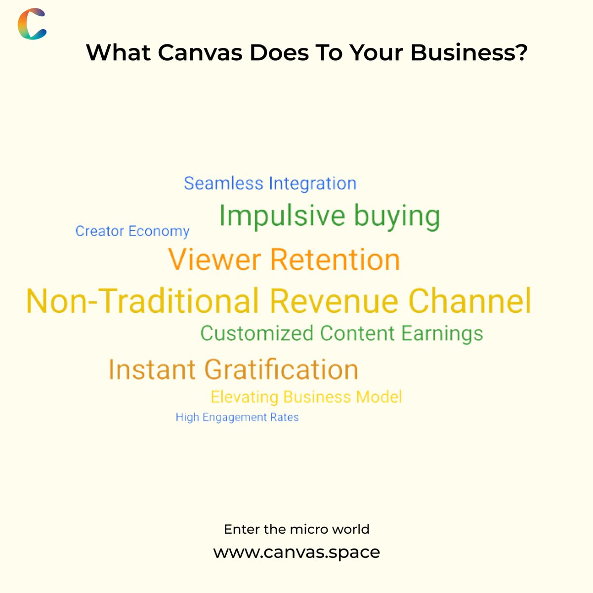 Transforming Business with Every Click! Dive into the diverse benefits that Canvas Space offers through our non-traditional micro-content monetization platform. From boosting viewer retention to enabling instant gratification, discover how we can elevate your content monetisation