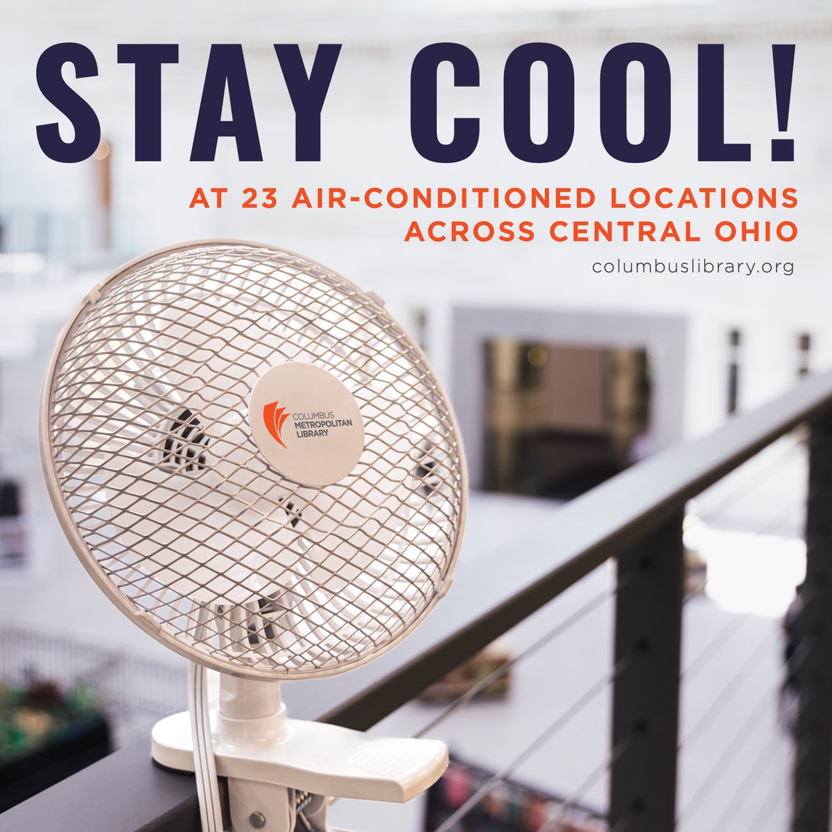 columbuslibrary's tweet photo. Reminder: as temperatures climb, your local library location remains open to all as a cool, air-conditioned space. Find a comfortable chair, grab a book, or connect to the free WiFi and cool down a while! https://t.co/GzCzJ5sezt