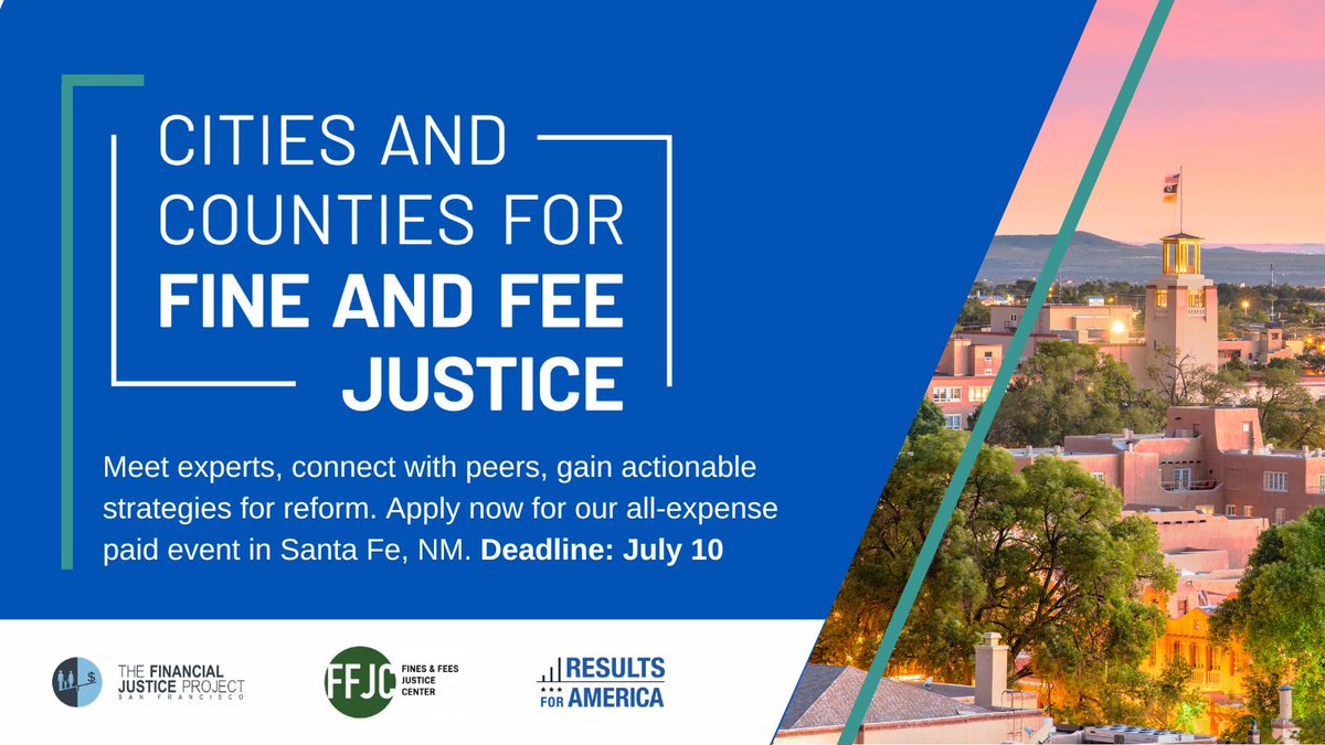 📢Local policymakers &amp; advocates! Ready to champion fines and fees reform? 

CCFFJ is hosting an all-expense paid event in Santa Fe, NM! Get the chance to meet issue experts, connect with peers, and get actionable strategies for reform. Apply now ➡️tinyurl.com/ccffj-event-ap…
