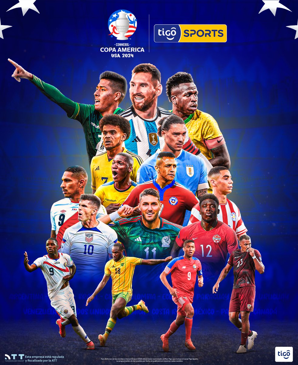 TigoSportsBol's tweet photo. 🤩LA COPA AMÉRICA USA 🇺🇸 2024 SE JUEGA EN TIGO SPORTS🟡🔵

♥️Sigue el camino de #LaVerde 🇧🇴 en EL TORNEO CONTINENTAL MÁS ANTIGUO DEL MUNDO🌎

⚽️Disfruta la #CopaAmérica desde el 20 de Junio en VIVO por la señal de cable y la APP de Tigo Sports🔥 https://t.co/NlQK9FZpYO