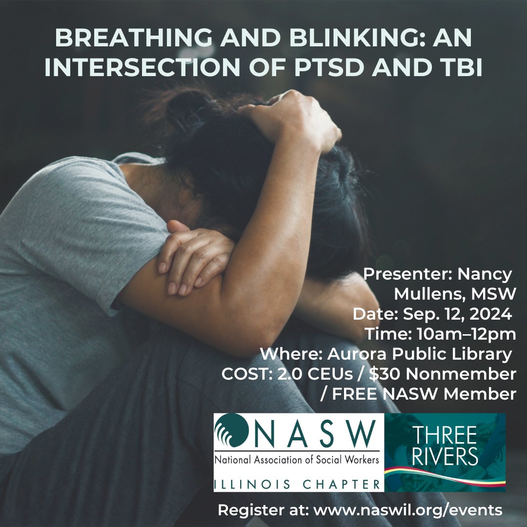 NASWIL's tweet photo. JUST ANNOUNCED! Join the #Naswil Three Rivers District for this training on the interconnection between trauma, PTSD, and traumatic brain injury (TBI). Taking place 09/12 from 10am-12pm at Aurora Public Library, FREE for NASW members.
Register & more at: https://t.co/LcANcIdd7s https://t.co/Cu6Van78iq