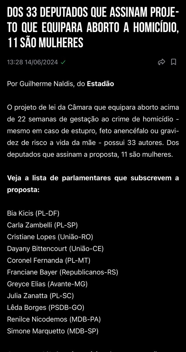 traumann's tweet photo. As onze deputadas que apoiam a PL do Estuprador https://t.co/0uGbutXS3s