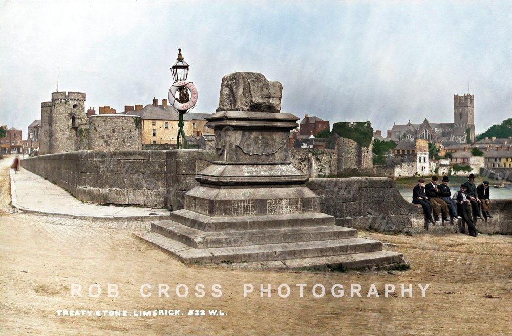 Bringing Ireland's Past to Life 🇮🇪👑📜🖋️🪨 🛟
My restored and coloured Robert French photo from the 1890s features the Treaty Stone and Thomond Bridge in Limerick City. The bridge, designed by Pain Architects, was completed in 1840. Limerick is often referred to as the Treaty