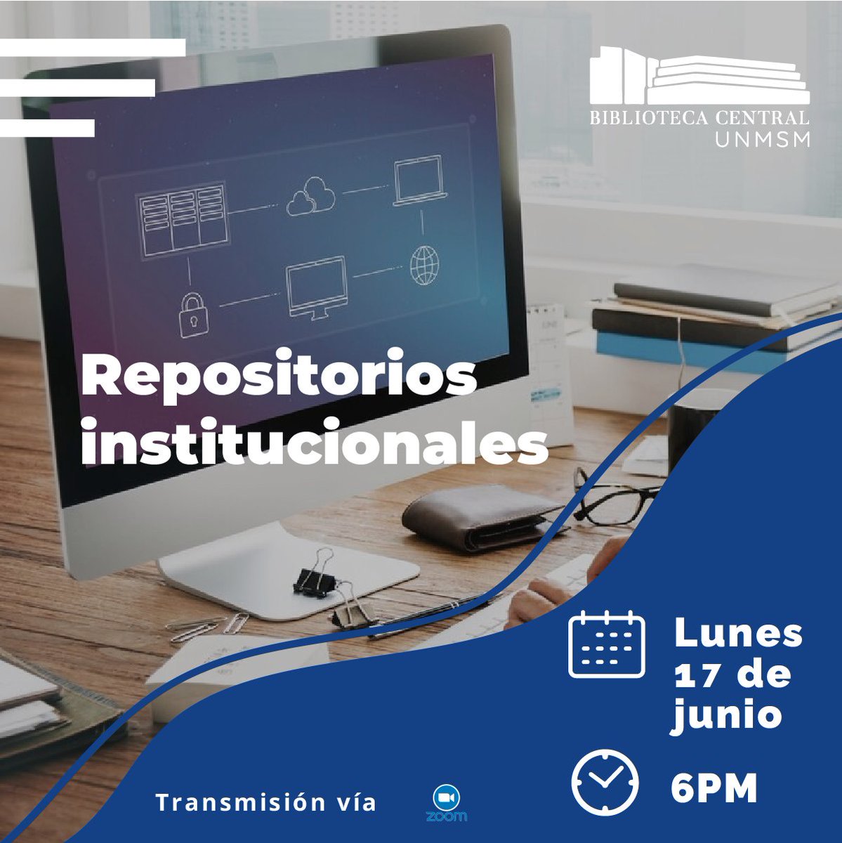 #TallerVirtualUNMSM💡
Te invitamos a ser parte de este taller 🤩👇
Repositorios Institucionales
🗓 17 de junio 🕑6:00 p.m.
📝Enlace: docs.google.com/forms/d/e/1FAI…