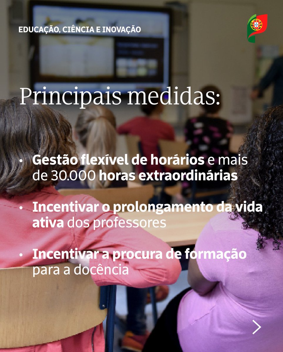 govpt's tweet photo. Com o objetivo de pôr fim aos períodos prolongados sem aulas, o Conselho de Ministros aprovou, esta sexta-feira, o Plano +Aulas +Sucesso. O Plano divide-se em três eixos fundamentais - apoiar mais, gerir melhor e reter e atrair docentes. https://t.co/xYrRKR7Og9