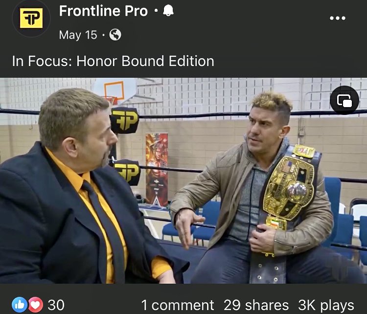 #FlashbackFriday
Frontline Pro lead analyst #SteveArendt was joined for a special edition of #InFocus this past April at #HonorBound,
with the #overMAN himself,
The <a href="/nwa/">NWA</a> Worlds Heavyweight Champion, <a href="/therealec3/">EC3 // The Top 1% //</a> 🏆

FULL INTERVIEW on our Facebook Page!
▶️ facebook.com/share/v/LAezmi…