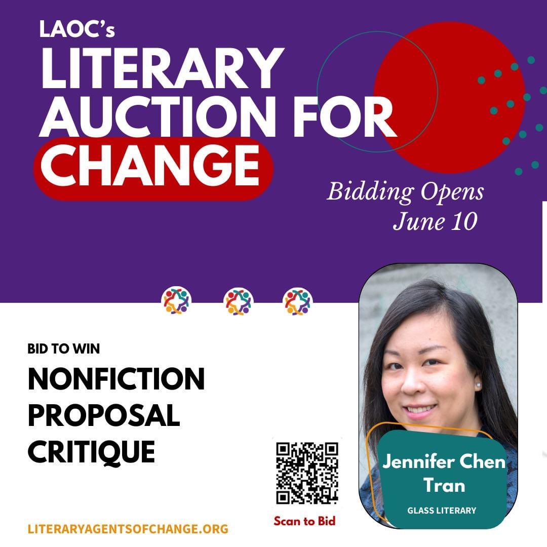 Jennifer Chen Tran (@jenchentran) on Twitter photo I’m donating a NF proposal critique for the <a href="/litagtsofchange/">Literary Agents of Change</a> 2nd annual Literary Auction for Change. Their mission of diversifying publishing at all levels is near & dear to my ❤️! Pls share with your friends, bidding closes at midnight on 6/16! I’m donating a NF proposal critique for the <a href="/litagtsofchange/">Literary Agents of Change</a> 2nd annual Literary Auction for Change. Their mission of diversifying publishing at all levels is near & dear to my ❤️! Pls share with your friends, bidding closes at midnight on 6/16!
