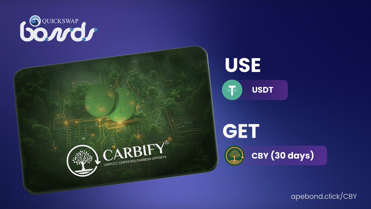 ApeBond (@apebond) on Twitter photo ๐ Welcome our newest <a href="/QuickswapDEX/">QuickSwap ๐ฒ DragonFi 2.0</a> Bonds partner on #Polygon, <a href="/Carbify_io/">Carbify</a>! ๐ณ๐
๐๏ธ Carbify focuses on the reforestation of the rainforest and the production and delivery of carbon offsets! โป๏ธ Powered by the $CBY token.
๐ Get $CBY at a discount now!
โก๏ธ apebond.click/CBY ๐ Welcome our newest <a href="/QuickswapDEX/">QuickSwap ๐ฒ DragonFi 2.0</a> Bonds partner on #Polygon, <a href="/Carbify_io/">Carbify</a>! ๐ณ๐
๐๏ธ Carbify focuses on the reforestation of the rainforest and the production and delivery of carbon offsets! โป๏ธ Powered by the $CBY token.
๐ Get $CBY at a discount now!
โก๏ธ apebond.click/CBY
