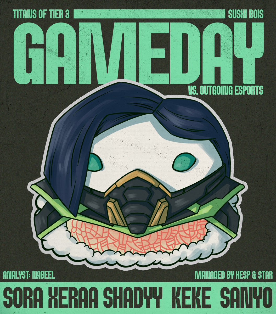 Sushi Bois are on a roll! 🍥 Match is at 8 pm EST tonight!

Time to reel in the win for this week’s @TitansofTier3 match! 🎣