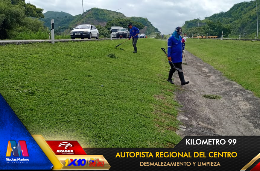 viasdearaguas's tweet photo. 🚧📸Mantenimiento vial km 99 de la #ARC de #Aragua tramo a tramo, kilometro a kilometro con desmalezamiento y limpieza, bajo los lineamientos del 1x10 del Buen Gobierno.
#AraguaReverdece
#VenezuelaYSuGenteBella
@NicolasMaduro @Soykarinacarpio @VTVcanal8 https://t.co/YBqHH7NAhP