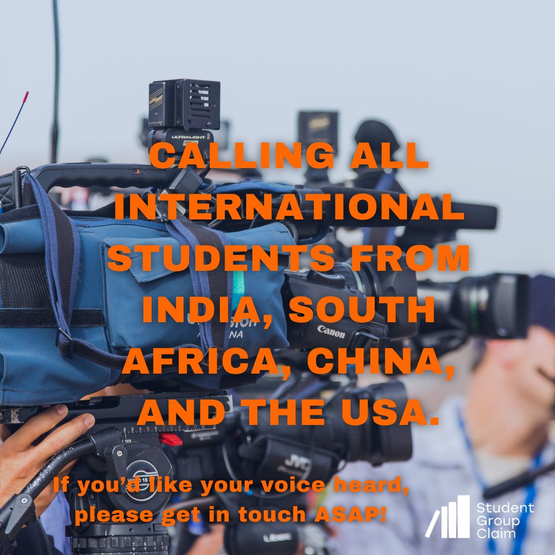 Calling on international students to speak to the international press about their university experience during Covid. Please get in touch. 

GET YOUR VOICE HEARD!
🇮🇳🇨🇳🇿🇦🇺🇸