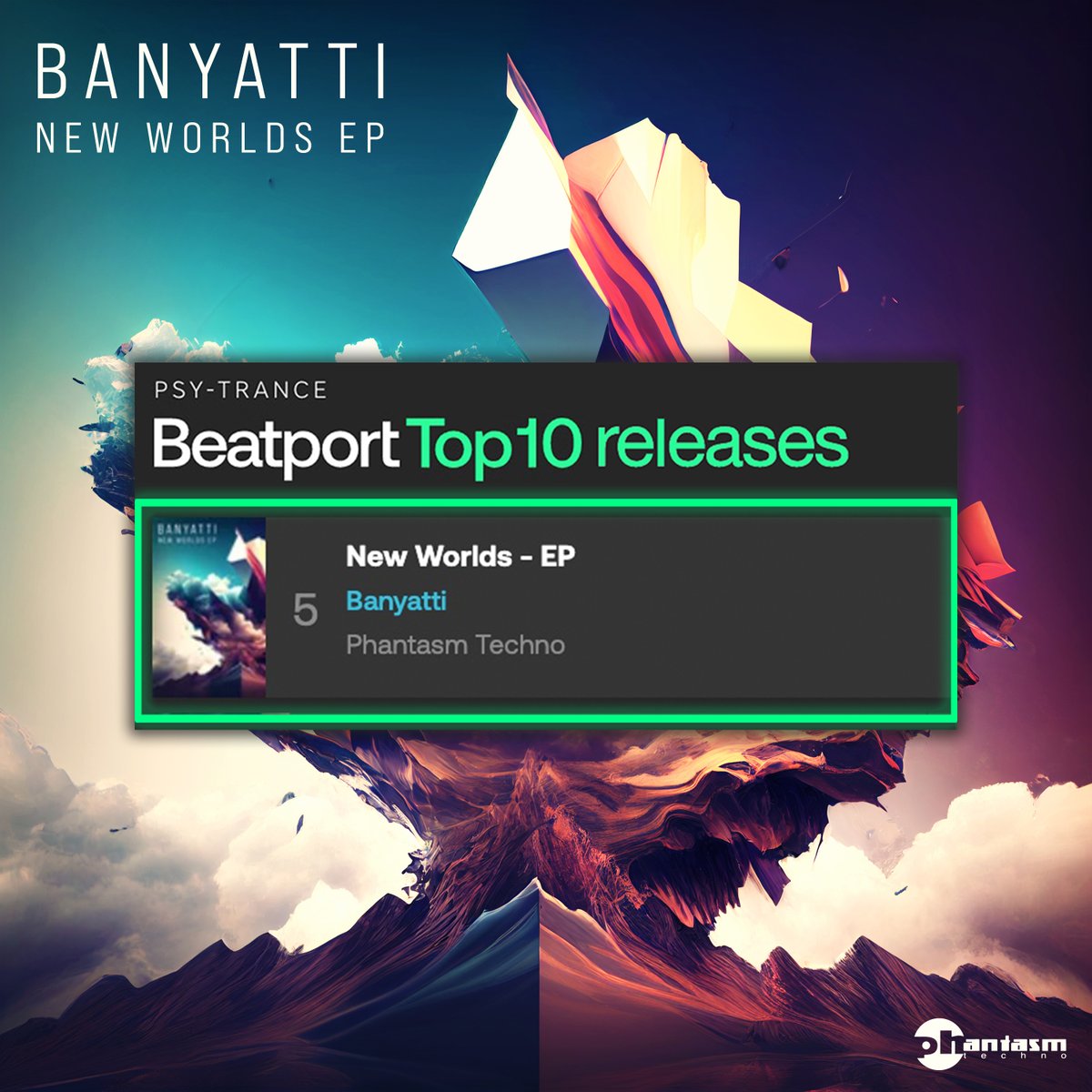phantasmrecords's tweet image. Well done to Banyatti reaching no.5 this week in the Beatport psy releases chart

Grab the superb psytech EP ‘New Worlds’ from the new collab of Steve OOOD and Psydwards now 
LINK : phantasm.ampsuite.com/releases/links…

thanks for the support

#psytech #psytechno