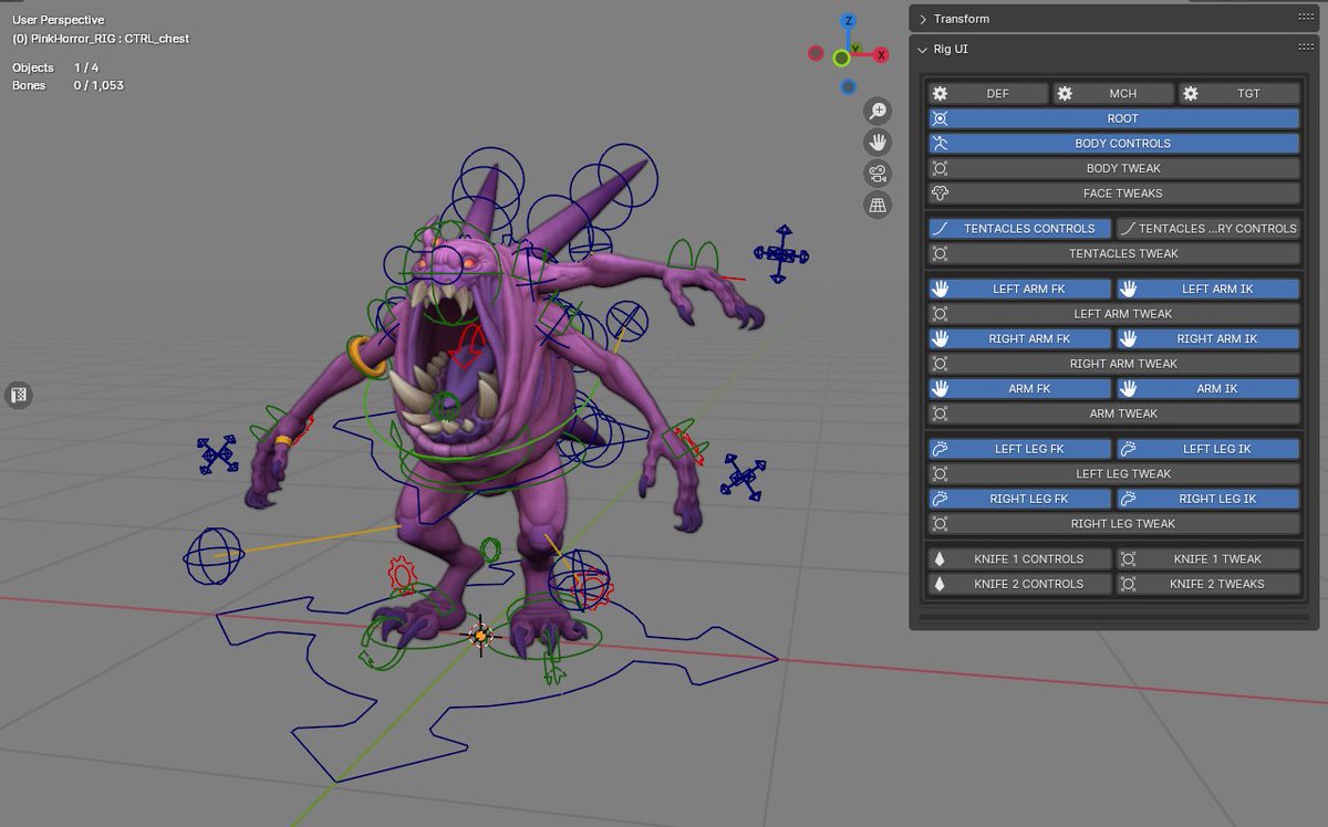 finally finished new rig, will play with it a little and upload it on itch.io 
tried out RigUI add-on by <a href="/notthatnda/">ᴺᴼᵀ ᵀᴴᴬᵀ NDA</a> and create an ui with it, very flexible tool
pink horror based on amazing artwork by <a href="/RokKleva/">Rok Kleva Ivančić</a>