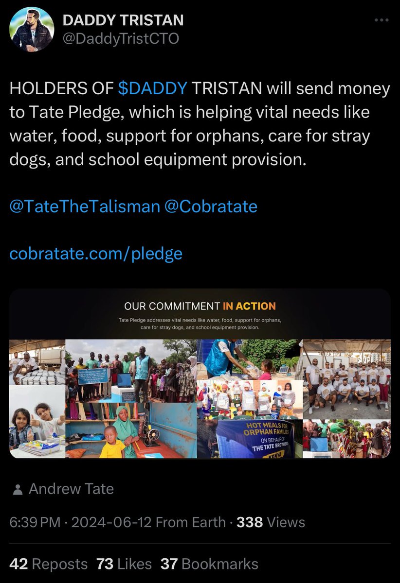 Rees_999's tweet photo. @Ralvero Better buy $DADDY TRISTAN this is more then just a meme coin ‼️ community has been donating to @tatepledge 💪  @DaddyTristCTO https://t.co/N3IpmqyAoO