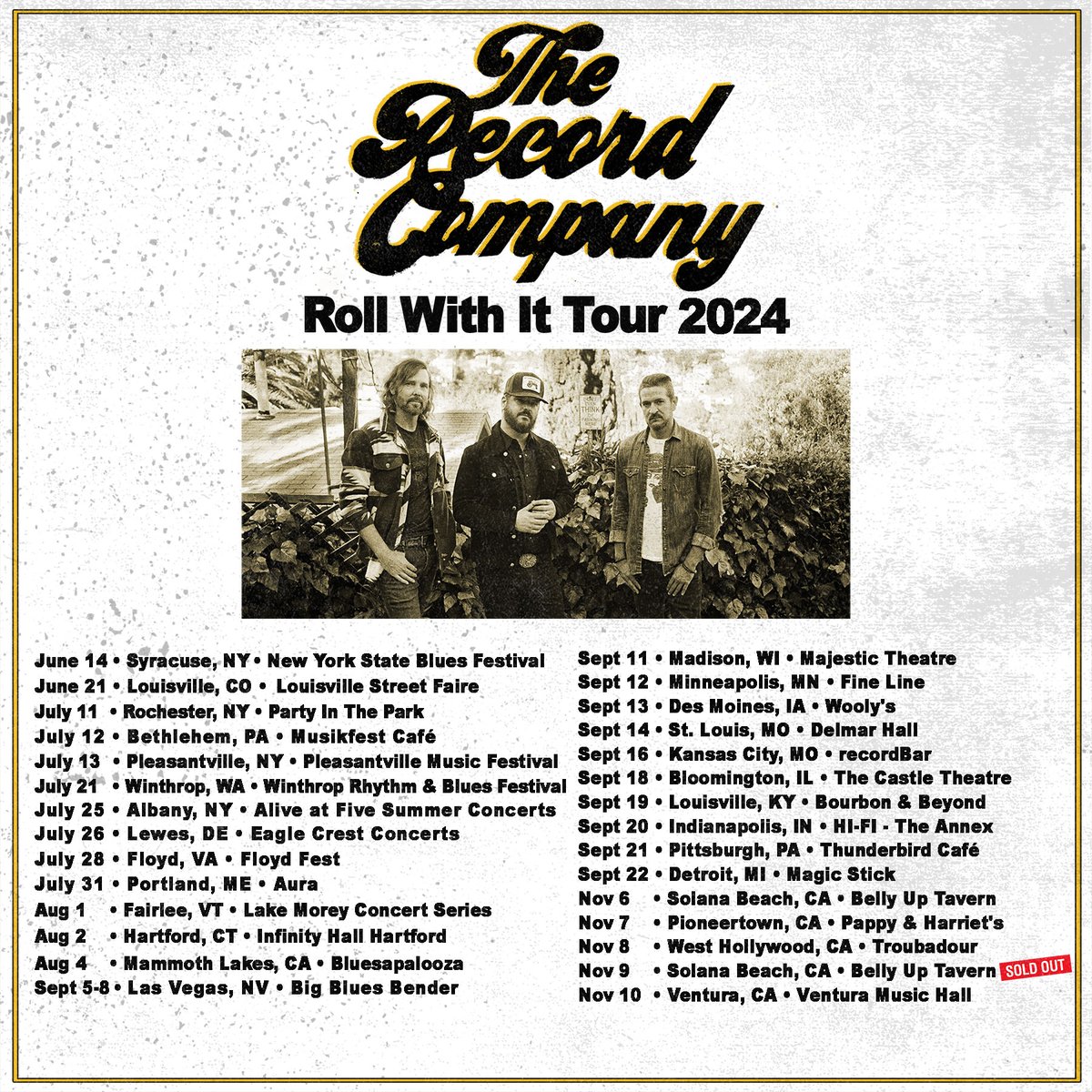Summer is here! The perfect time for live music! We've got festival dates &amp; headlining dates coming up - with even more to come! If you plan on coming, thank you, &amp; don't be shy, tell the neighbors! Word of mouth is huge and so appreciated. Tickets @ TheRecordCompany.net/tour