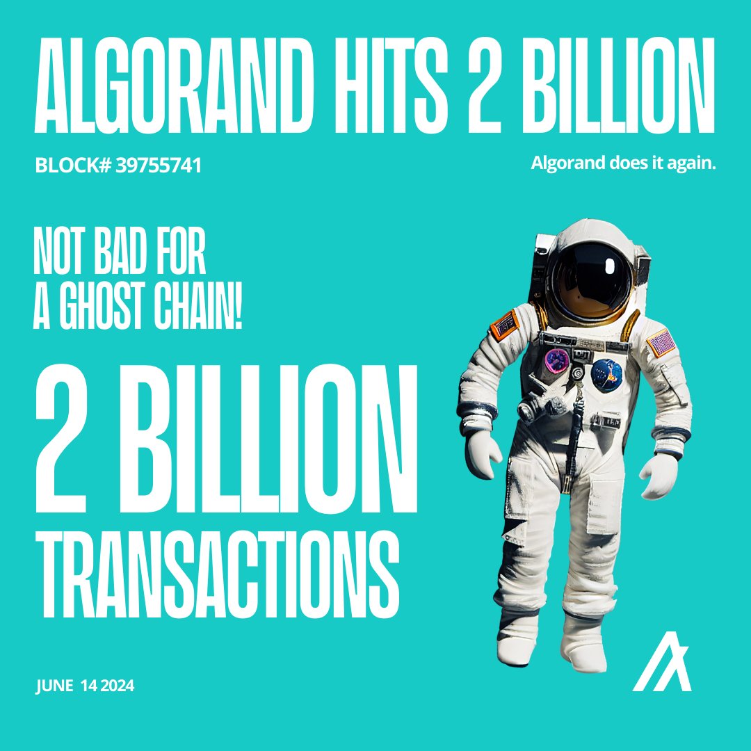 Algorand officially surpasses 2 BILLION transactions! 🙌 Our 5th birthday  month keeps getting better and better 🥳 Cheers to 2B+ transactions with  instant finality, zero downtime, and no forks ⛓️