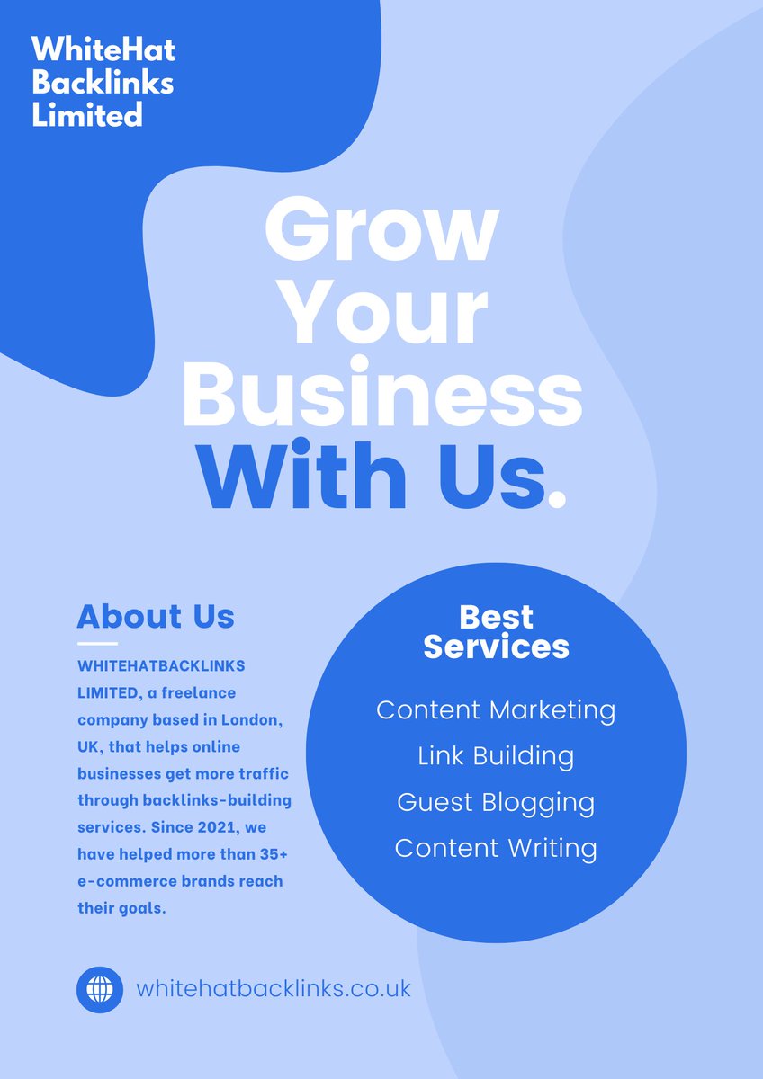 Grow Your Business With Us. To learn more, visit our website: whitehatbacklinks.co.uk

#SEO #Linkbuilding #contentmarketing