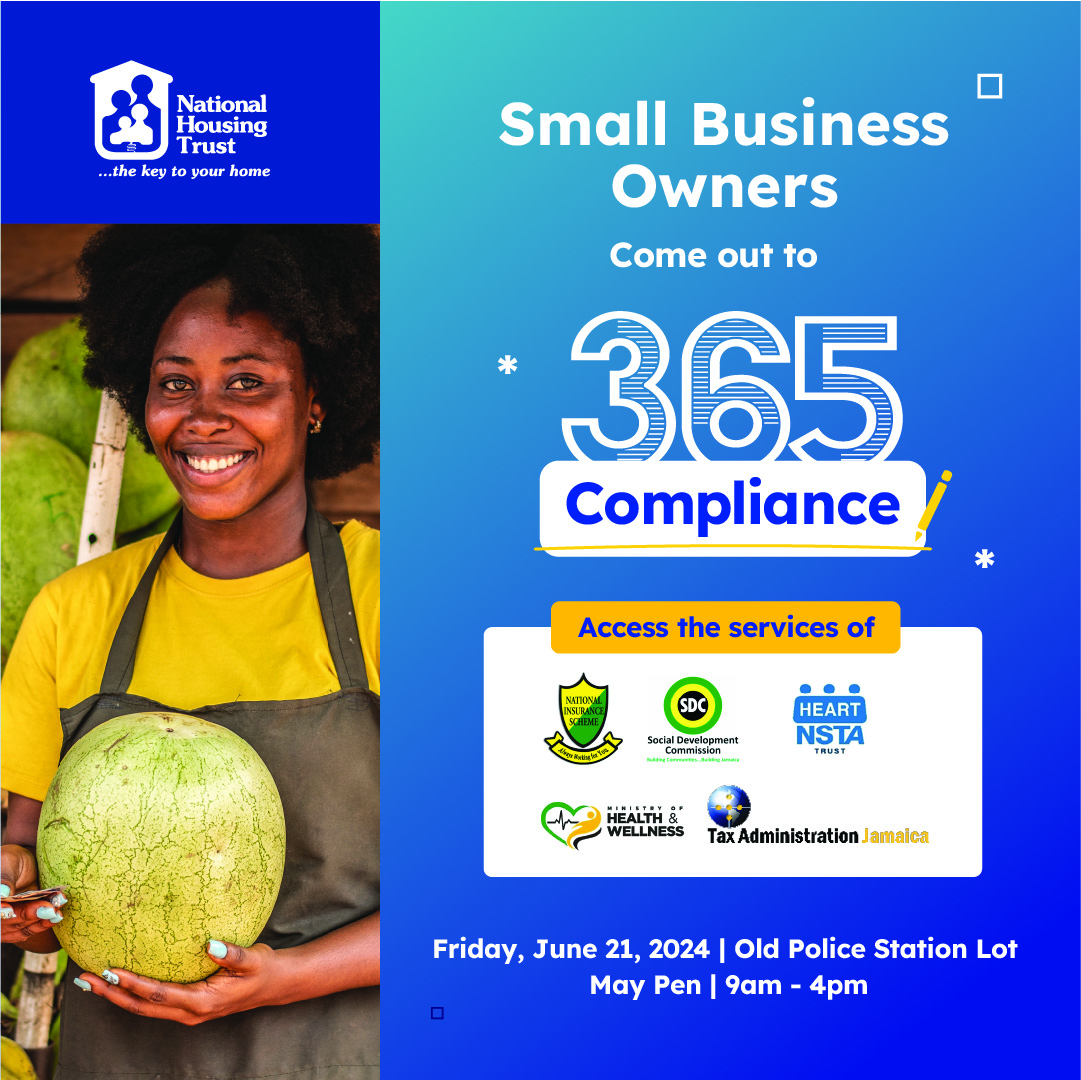 TheNHT's tweet image. 🚀 Ready to elevate your business? 🚀

Then join the NHT at the Old Police Station Lot in May Pen, Clarendon on June 21, 2024. Access the services of our partners, and take your business to the next level. Don’t miss out!

#NHT365Compliance #MayPen