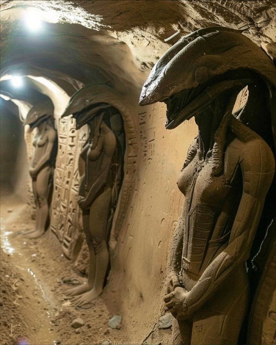 Decifrando os mistérios do mundo subterrâneo: revelando descobertas de passagens subterrâneas no deserto egípcio - Arte arqueológica