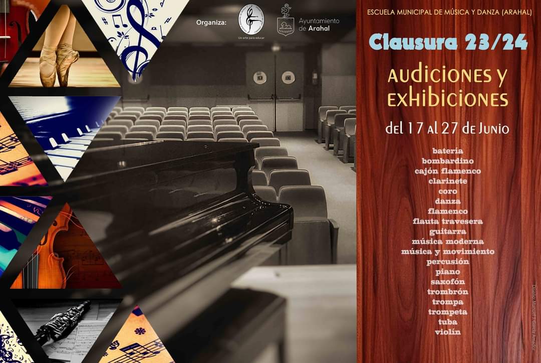 emydarahal's tweet photo. CLAUSURA 23/24. Del 17 al 27 de Junio. 

El alumnado se dará cita estos días en el Salón de Actos de la “Casa del Aire” para mostrar ante las familias y el público en general las exhibiciones y audiciones musicales preparadas especialmente para la clausura del curso 2023/2024. https://t.co/axHOuY94e9