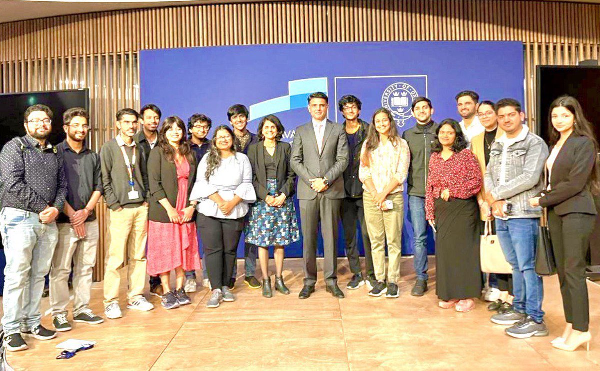 SachinPilot's tweet photo. My talk at Oxford University’s Blavatnik School of Government on the Indian elections and the changing expectations of the Indian voters was attended by the students, faculty and an online audience. 

It’s always a pleasure to engage with the young minds 👍

@UniofOxford @BlavatnikSchool