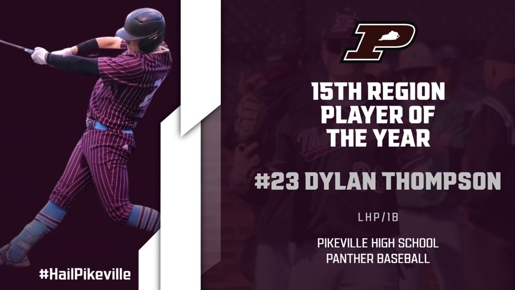 𝟣𝟧𝓉𝒽 𝑅𝑒𝑔𝒾𝑜𝓃 𝒫𝓁𝒶𝓎𝑒𝓇 𝑜𝒻 𝓉𝒽𝑒 𝒴𝑒𝒶𝓇 🏆 

Congratulations to Panther Senior, #23 Dylan Thompson, on being selected as the 2024 15th Region Player of the Year! 

#HailPikeville ⚾️🐾