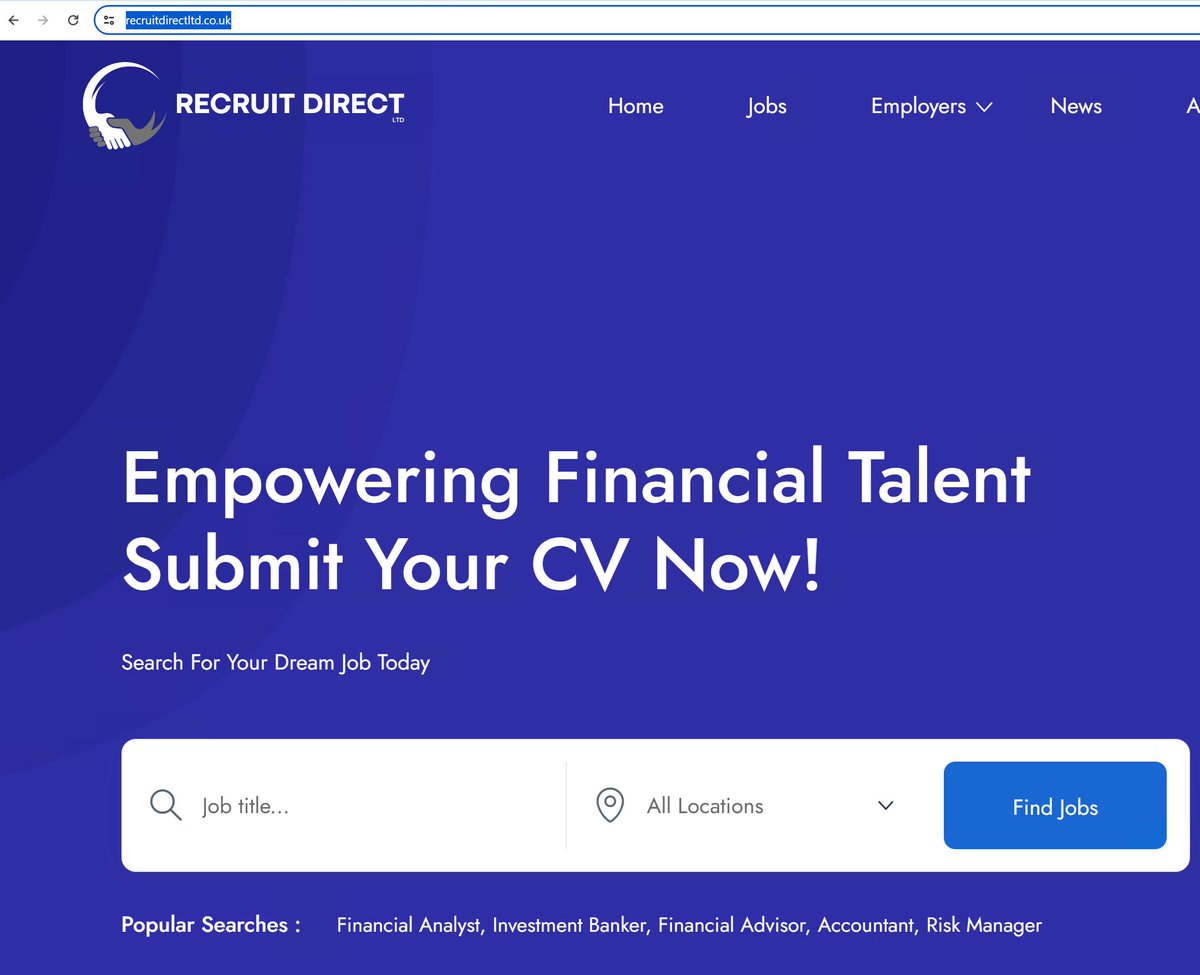 Neeed a job. Don't go looking here unless you want to get scammed into a fake job with a major bank after paying for a "course". 

hXXps://recruitdirectltd.co.uk/

<a href="/Namecheap/">Namecheap.com</a>  Tag! You're it!