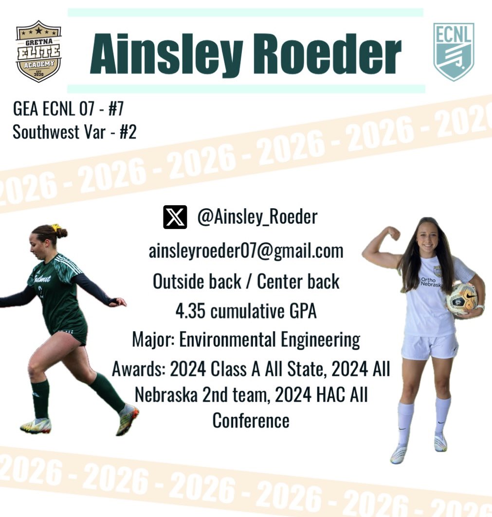 Ainsley_Roeder's tweet photo. I’m grateful for the opportunities I’ve had up to this point, and look forward to continue to work towards taking my athletic and academic goals to the next level. Good luck to all 26s out there! Happy June 15th!  @ImYouthSoccer @EliteSoccerPlay @SoccerMomInt @ECNLgirls https://t.co/0txLSsNVEh