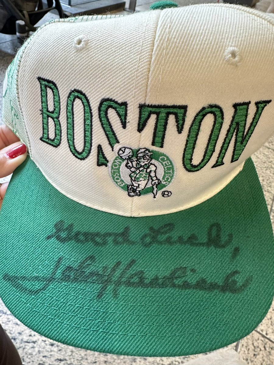 Go <a href="/celtics/">Boston Celtics</a> and bring home the <a href="/nbafinalstrophy/">The Larry O’Brien Trophy</a> (on display recently in Boston)! <a href="/LenoxHotel/">The Lenox Hotel</a> <a href="/benandjerrys/">Ben & Jerry's</a> partnered to display this signed basketball &amp; gave away ice cream to fans. For luck, we took out <a href="/choll12/">Caroline Holland</a> &amp; <a href="/andrealiholland/">Andrea Li Holland</a>'s Dad's cap signed by <a href="/celtics/">Boston Celtics</a>' John Havlicek.