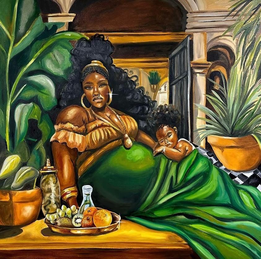 🎨Oil Painting by Brittany Anne BaumLxrry.  
IG: @zolaartfactory

"Mama's Baby Girl"

Artist's Words:
"A Mama and her baby girl…
Be loving to her every single day. 💐"

#blackart #art #acrylicpainting #africanart #viral #finearts#artwork #paintings #artgallery #itsArtsthetic