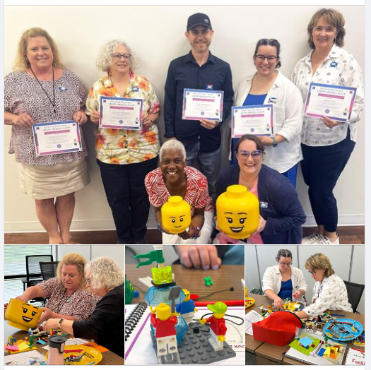 HoCoCommunity's tweet photo. #HoCoAging staff and volunteers attended "Lego Serious Play Facilitator" training, taught by LSP founder Loretta Veney. Certified Facilitators lead LEGO Serious Play sessions to help individuals with dementia and their caregivers rebuild memories together. #HoCoCommunity https://t.co/DXBdsZF4LU