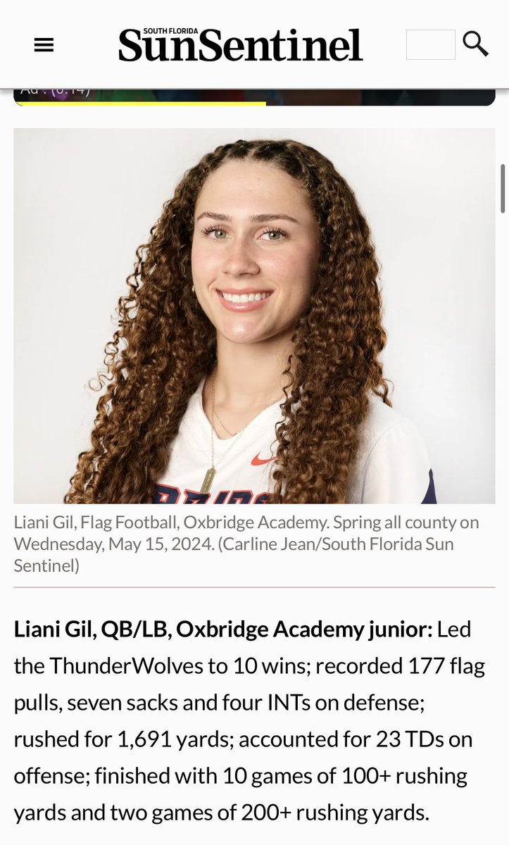 LianiGil10's tweet image. What an honor to make the Sun Sentinel 1st Team. I feel truly blessed and very thankful for the recognition. 1 more year!
@RemingtonYoung @BSCFlagFootball