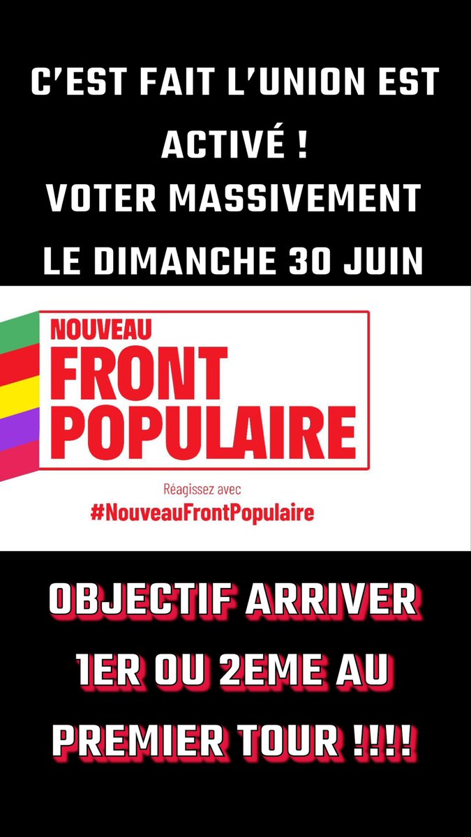 MenPeace77's tweet image. N’oubliez pas !
Le dimanche 30 juin 2024 🗳️ #nouveaufrontpopulaire #legilégislatives2024