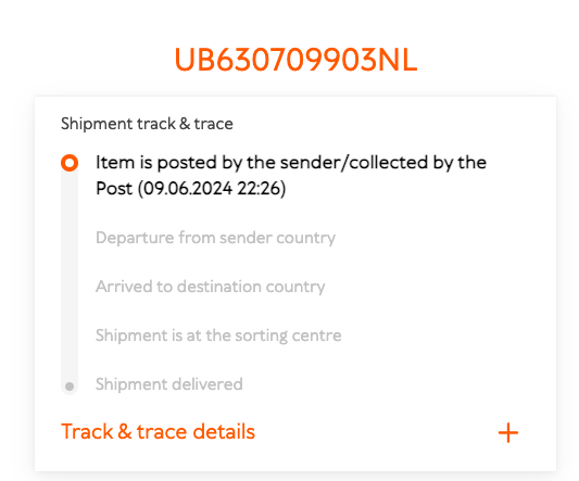 MMMilder's tweet photo. @PostNL the package is supposed to be sent to Estonia in 5 days, but 5 days later it hasn't even moved. Could you please look into the situation? UB630709903NL https://t.co/oisPUaD4iV