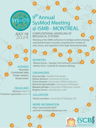 Today is the last-day for early bird registration for #ISMB2024. Join us in-person/virtually in Montreal for the 9th <a href="/cosi_sysmod/">SysMod</a> annual meeting. @ISBNathanPrice and Melissa Kemp from @mkemp_lab are our Keynote speakers!
