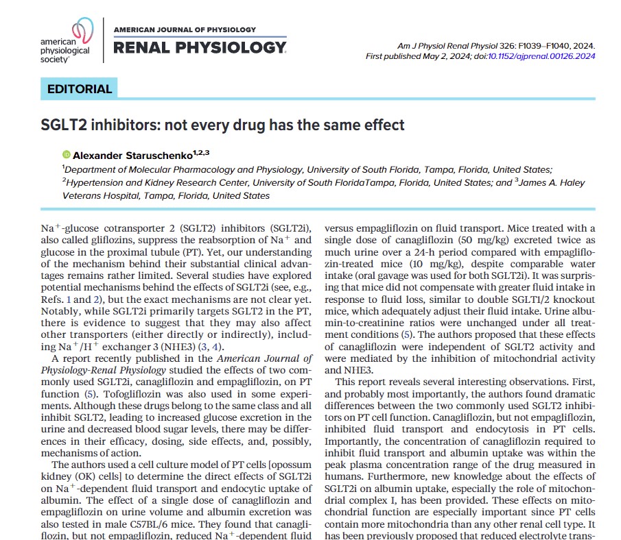It was a pleasure to prepare this editorial. Please see also original article: 
SGLT2-independent effects of canagliflozin on NHE3 and mitochondrial complex I activity inhibit proximal tubule fluid transport and albumin uptake <a href="/AJPRenal/">AJP Renal</a>  journals.physiology.org/doi/abs/10.115…