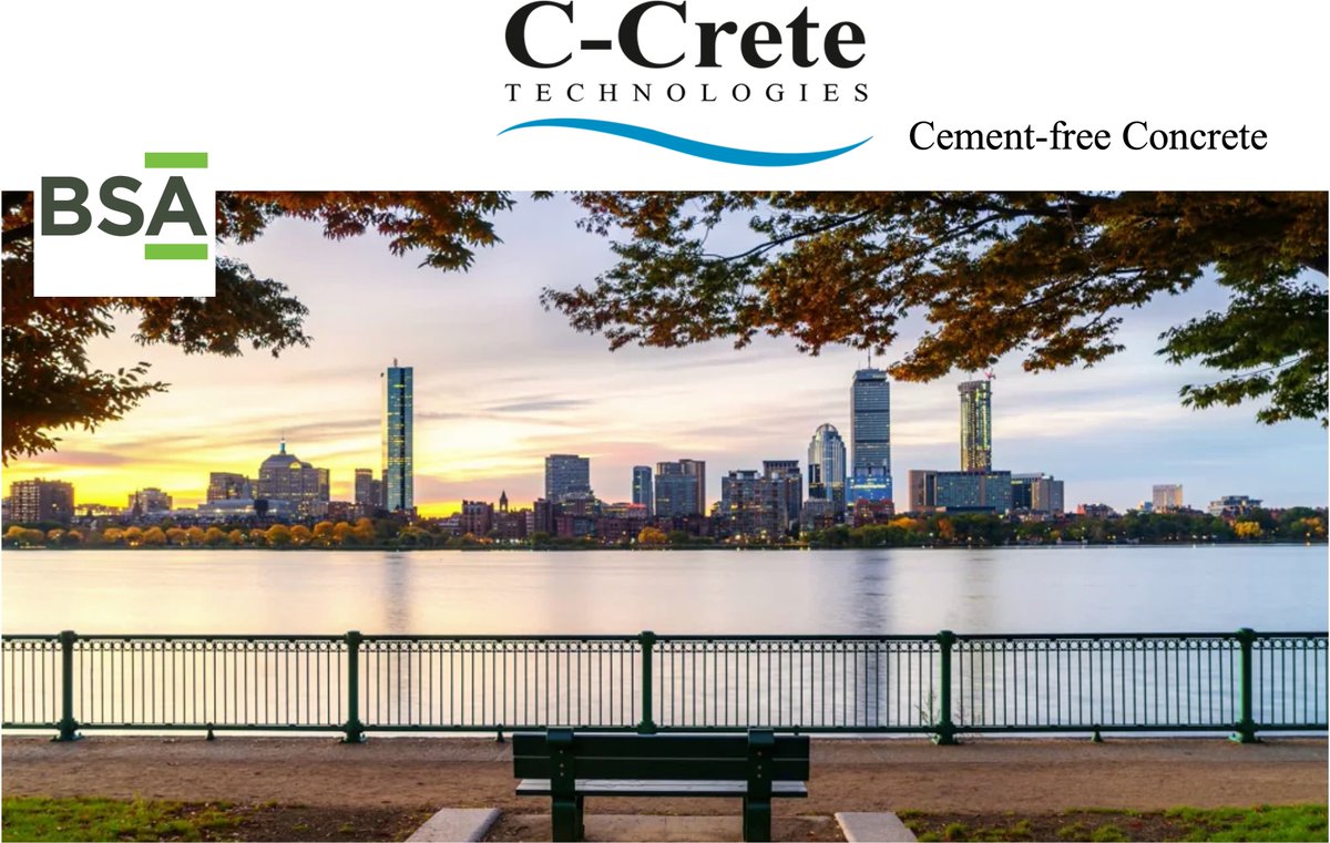 CCreteTech's tweet photo. Next week, C-Crete will be participating in the Northeast Embodied Carbon Summit in Boston as a sponsor. Please stop by our booth to learn more about Cement-free Concrete (C-Crete), which boasts zero carbon emissions. We will also have C-Crete samples available with different surface finishes and natural earthy tone colors. Returning to Boston reminds us of where C-Crete was initially started. The event is organized by the Boston Society for Architecture (BSA). Full schedule here: https://t.co/2JxXTSCn2J
