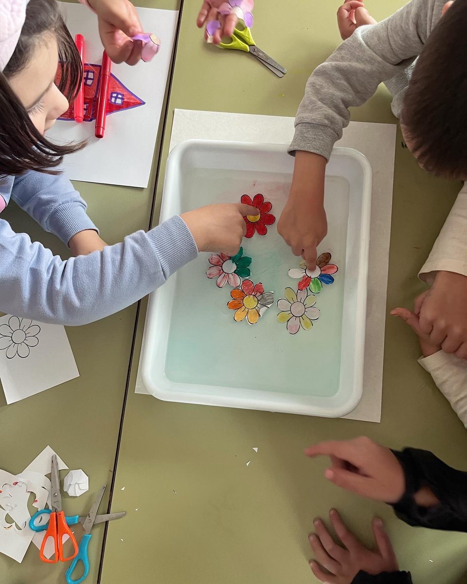cienciaocruce's tweet photo. Esta semana compartimos experimentos con 6º de infantil. 🥰👏 
Esferificacións con alxinato e lactato e flores de papel que abren en auga por capilaridade 🌼 💦 
Mollámonos algo, pero xa temos dominio da pipeta e levamos as esferas en placas de Petri, que non de Tetris 😉💪 https://t.co/dXLSIStoqS