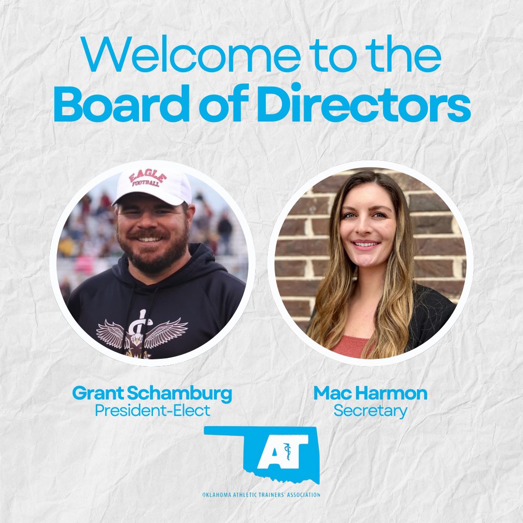 OKATC's tweet photo. 🗳️Election Results! 

Please congratulate and welcome Grant Schamburg (President-Elect) and Mac Harmon (Secretary) to the OATA Board of Directors! https://t.co/sWTSqSVohH
