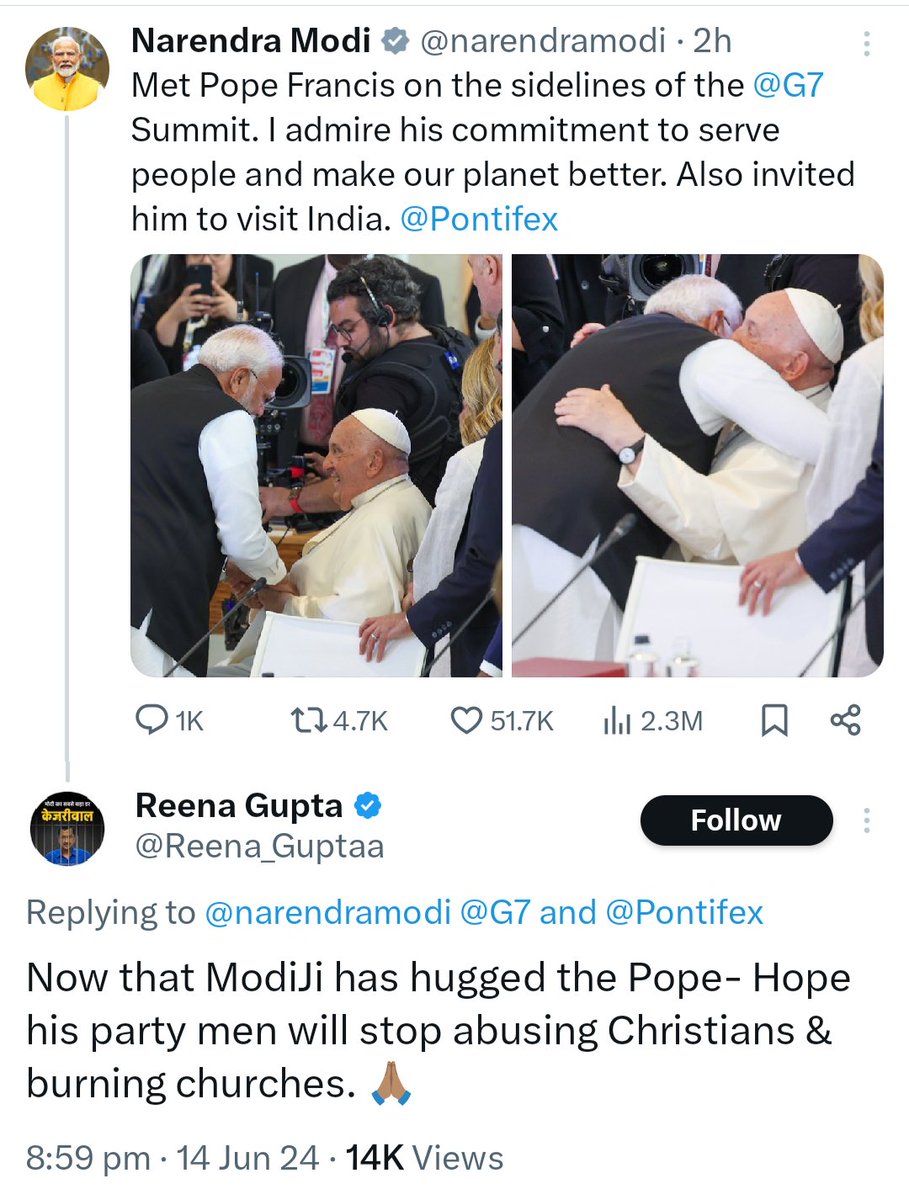 SaffronSunanda's tweet photo. Meet @Reena_Guptaa, an AAP advisor.

According to her BJP party men burned churches in India.

@DelhiPolice must arrest her for making fake allegations on our PM @narendramodi ji and BJP politicians.

This is clearly an inciting / provoking comment.

She is the same women who posted video against @SwatiJaiHind.