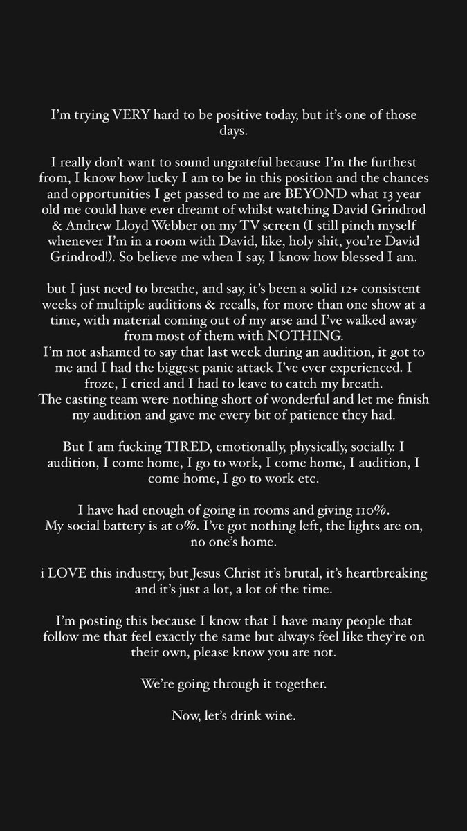 theatre industry, tis tough. 

my inbox is always open 🖤