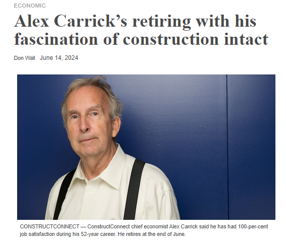 Alex_Carrick's tweet photo. Thoughts on #Economy &amp; #Construction &amp; a Long Career upon Cusp of #Retirement - Tried to keep this Entertaining! - Thanks Warren Frey &amp; Don Wall        https://t.co/bYQG2D26Qh #ConstructConnx @ConstructConnx @DCN_Canada @JOCFrey https://t.co/Xrw7h6dfPu