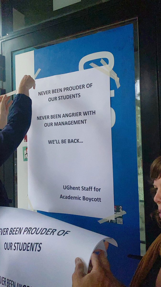 AnVRaemdonck's tweet photo. It wasn't us. Some "bearded Palestinian men gave us instructions" to make these statements...

Shame on #ugent for using such ridiculous, false and racist accusations in court to evict the students. 

Never been prouder of our students. https://t.co/odXjVps0vS