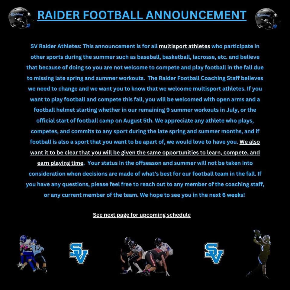 Seneca Valley High School put this message out to athletes.
More of this. Embrace multi-sport athletes. Encourage them, even.