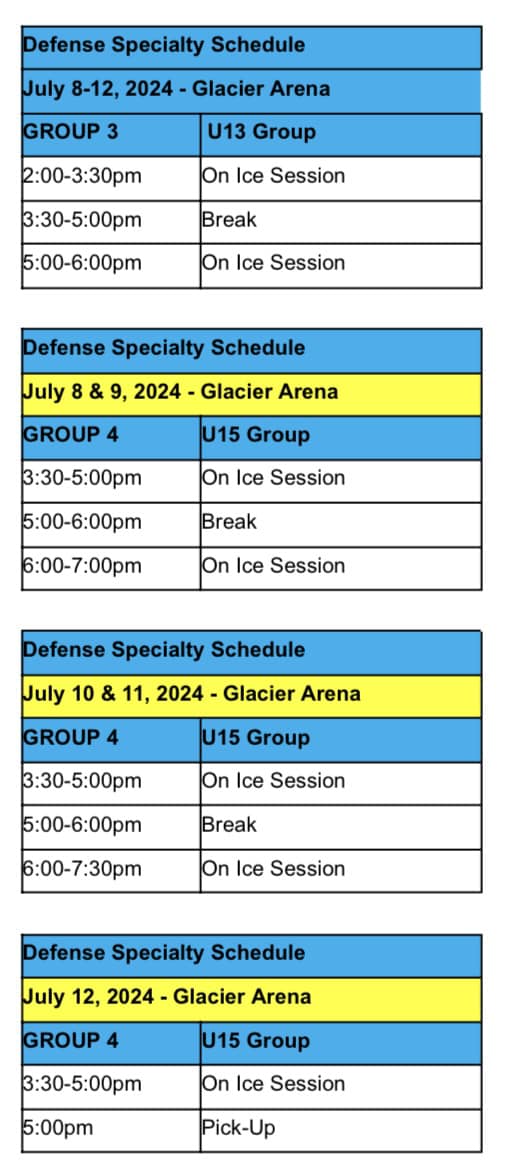 BlizzardNL's tweet photo. Blizzard Hockey Summer Camps are just over 3 weeks away! 
Week 1 July 8-12 Defense Specialty Camp 
U7-U11 Full Day, U13 Half Day, &amp; U15 Half Day
https://t.co/BaqULQhymZ https://t.co/L4fdrepuNw