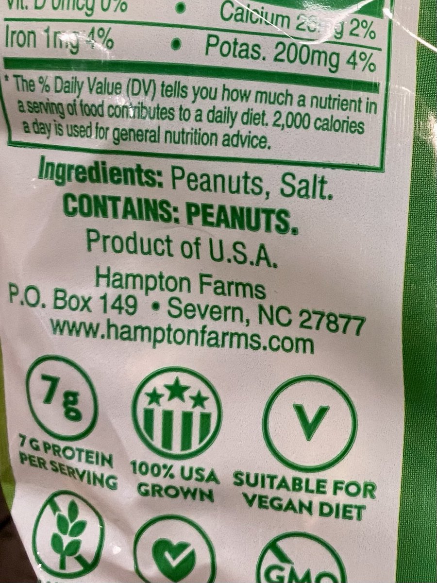 _andrewcarter's tweet photo. Spotted, in Omaha: Hampton Farms peanuts. (Ingredients: Peanuts, Salt.) From the peanut factory Severn, N.C. Very well could’ve watched @chufaman plant these about a year ago. https://t.co/3rm345wLFR https://t.co/x0I5ZWBtKn