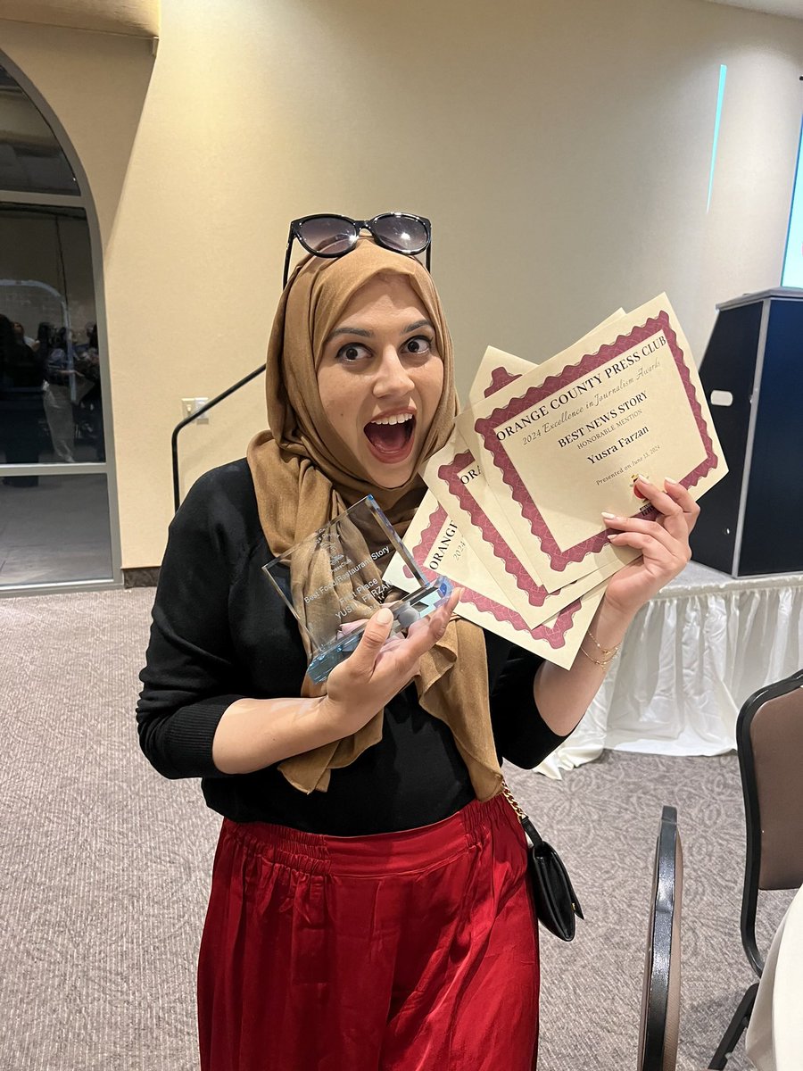 ByYusra's tweet photo. Not a bad night at the @OCPressClub awards ✨ https://t.co/D6HCGcX1L2