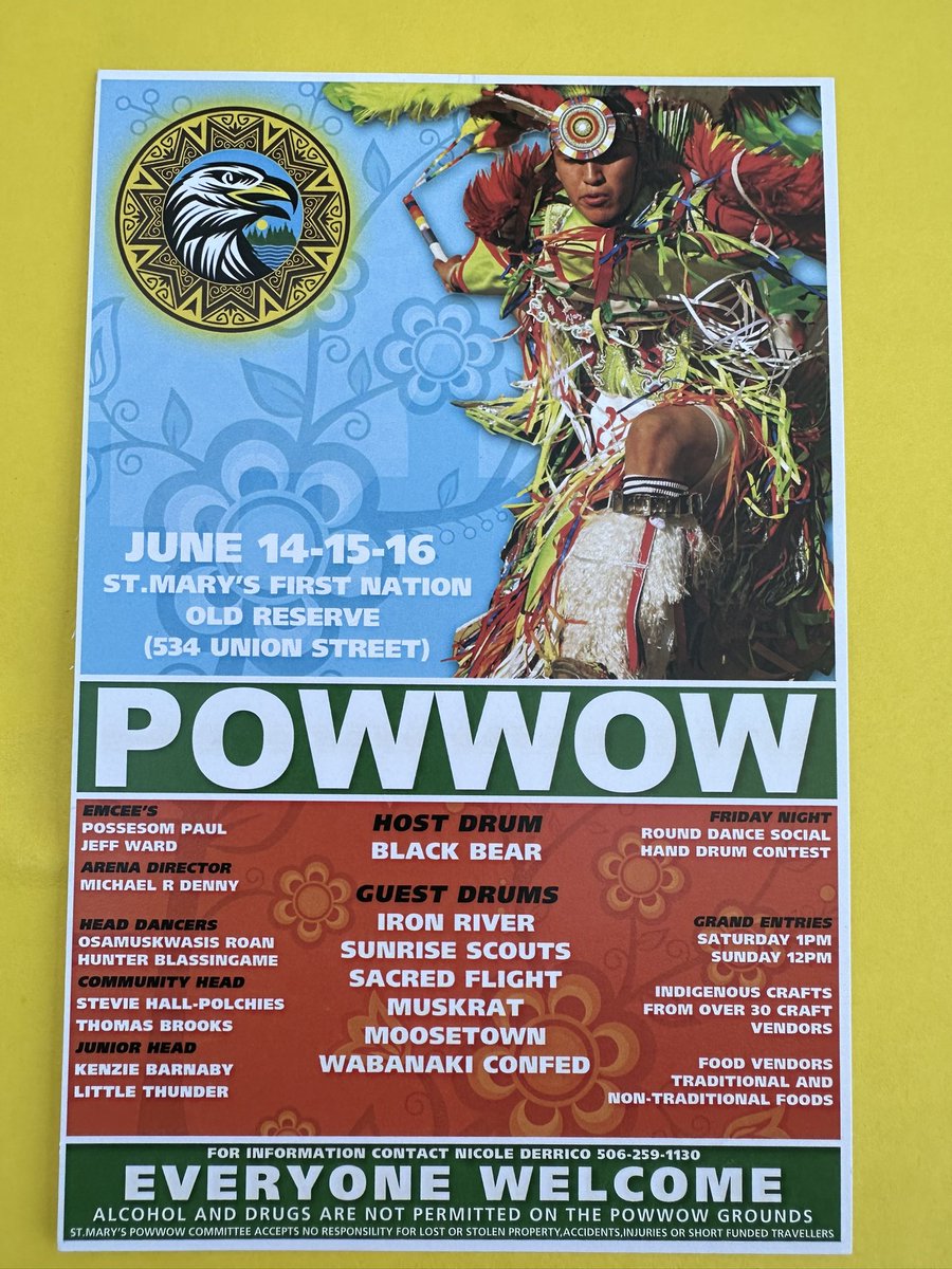 Happening this weekend Rain or Shine.  Everyone Welcome #Powwow #Wolastoqyik #Fredericton 🦅