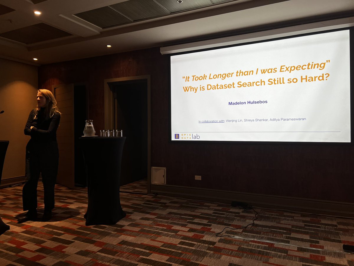 hildaworkshop's tweet image. Next up in #HILDA2024: “It Took Longer than I was Expecting:” Why is Dataset Search Still so Hard? Presented by Madelon Hulsebos, Wenjing Lin, Shreya Shankar, and Aditya Parameswaran